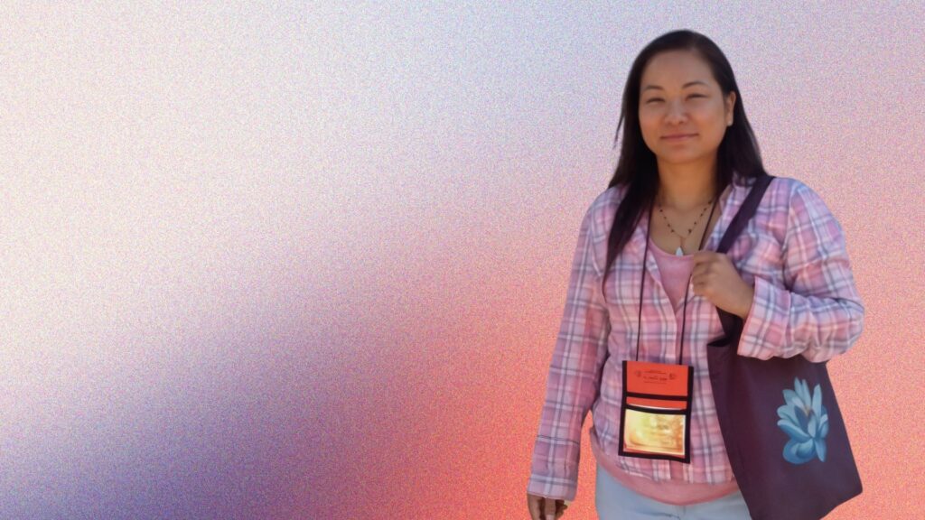 Sunantha Potang sharing her first Buddhist experience at an SGI meeting in Austin, Texas.